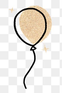 Sparkly balloon png doodle collage element, transparent background