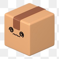 3D box png dizzy face emoticon, transparent background