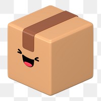 Happy box png 3D emoticon, transparent background