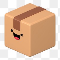 3D box png winking face emoticon, transparent background