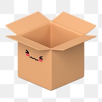 3D box png blushing face emoticon, transparent background