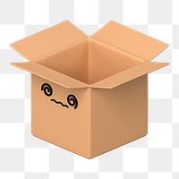 3D box png spiral eyes face emoticon, transparent background