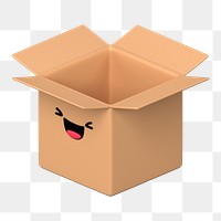 3D box png happy face emoticon, transparent background