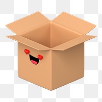 3D box png heart eyes emoticon, transparent background