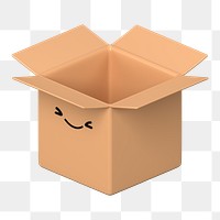 3D box png winking face emoticon, transparent background