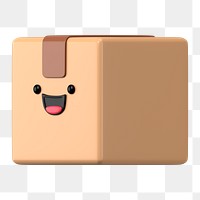 3D box png happy face emoticon, transparent background