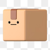 3D box png neutral face emoticon, transparent background