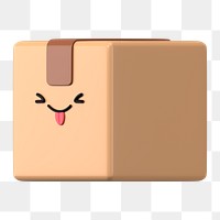 Playful box png 3D stick tongue out emoticon, transparent background