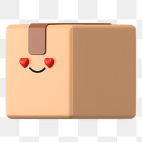 3D box png heart eyes emoticon, transparent background