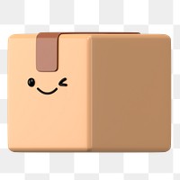 3D box png winking face emoticon, transparent background