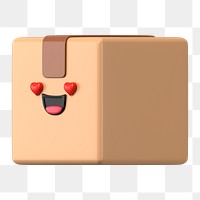 3D box png in love emoticon, transparent background