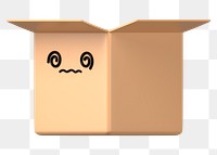 3D box png dizzy face emoticon, transparent background