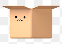 3D box png scared face emoticon, transparent background