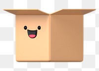 3D box png happy face emoticon, transparent background