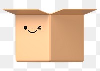 3D box png winking face emoticon, transparent background