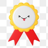 PNG winner badge, 3D character, transparent background