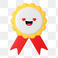 Happy ribbon badge png 3D cute character, transparent background