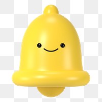 3D bell png smiling face emoticon, transparent background