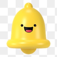 3D bell png happy face emoticon, transparent background