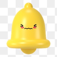 3D bell png blushing face emoticon, transparent background