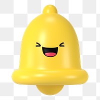 Laughing bell png 3D emoticon, transparent background