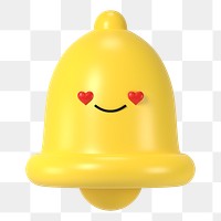 3D bell png in love emoticon, transparent background