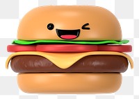 3D cheeseburger png winking face emoticon, transparent background