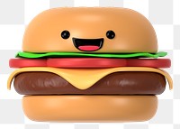 3D cheeseburger png happy face emoticon, transparent background
