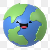 Laughing Earth png 3D emoticon, transparent background