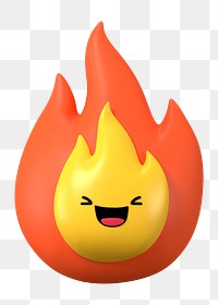 Happy flame png 3D emoticon, transparent background