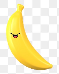 3D banana png happy face emoticon, transparent background