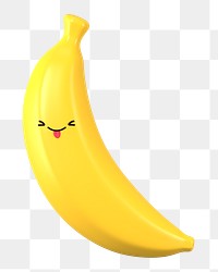 Playful banana png 3D stick tongue out emoticon, transparent background