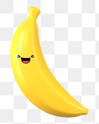 Happy banana png 3D emoticon, transparent background