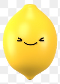 3D lemon png winking face emoticon, transparent background