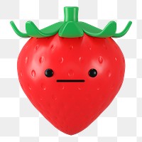 3D strawberry png neutral face emoticon, transparent background