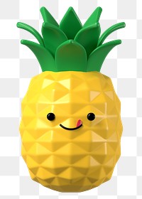 3D pineapple png yummy face emoticon, transparent background