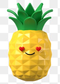 3D pineapple png in love emoticon, transparent background