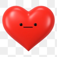 3D heart png neutral face emoticon, transparent background