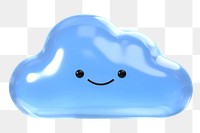 3D cloud png happy face emoticon, transparent background