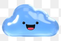 3D cloud png smiling face emoticon, transparent background