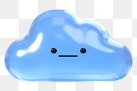 3D cloud png neutral face emoticon, transparent background