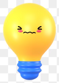 3D light bulb png blushing face emoticon, transparent background