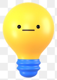 3D light bulb png neutral face emoticon, transparent background