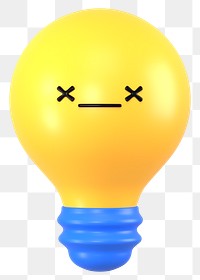 3D light bulb png dizzy face emoticon, transparent background