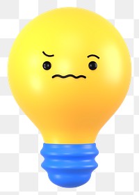 3D light bulb png angry face emoticon, transparent background