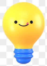 3D light bulb png yummy face emoticon, transparent background