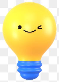 3D light bulb png winking face emoticon, transparent background