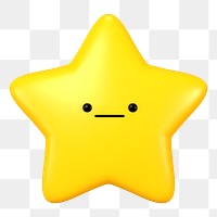 3D star png neutral face emoticon, transparent background