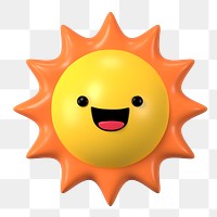 3D sun png smiling face emoticon, transparent background