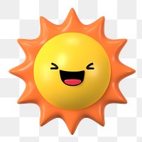 Laughing sun png 3D emoticon, transparent background